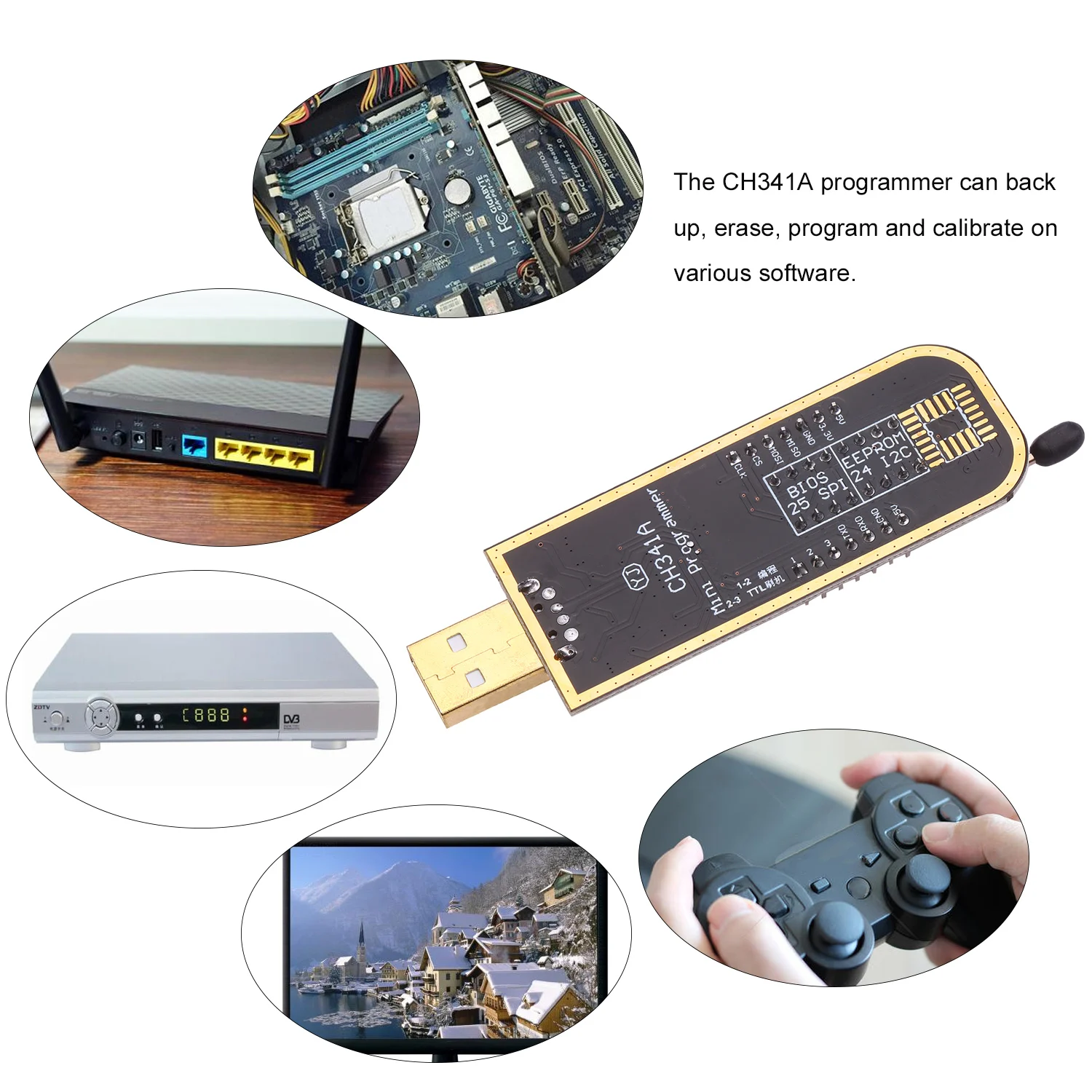 USB программатор CH341A EEPROM программируемая логическая схема с зажимом SOP8 подходит