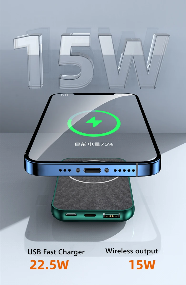 external auxiliary battery fast charger for iphone 11 13 12 mini pro xiaomi huawei mobile phone battery 15w wireless power bank free global shipping