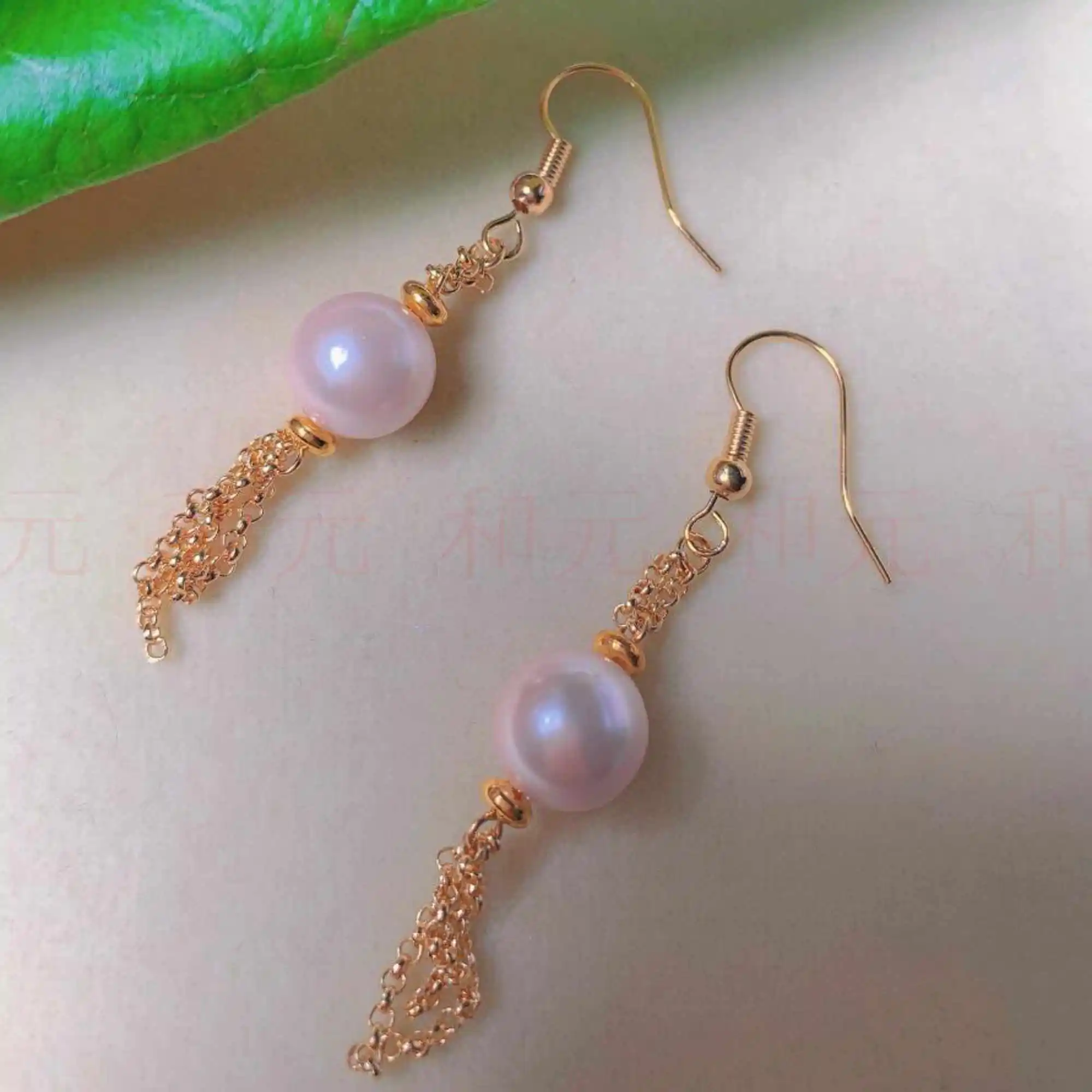 

Fashion natural pink round shell pearl 18K gold earrings gift VALENTINE'S DAY Mother's Day Jewelry Classic Thanksgiving Wedding