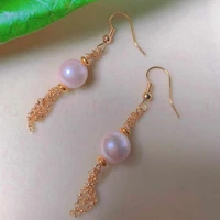 fashion natural pink round shell pearl 18k gold earrings gift valentines day mothers day jewelry classic thanksgiving wedding