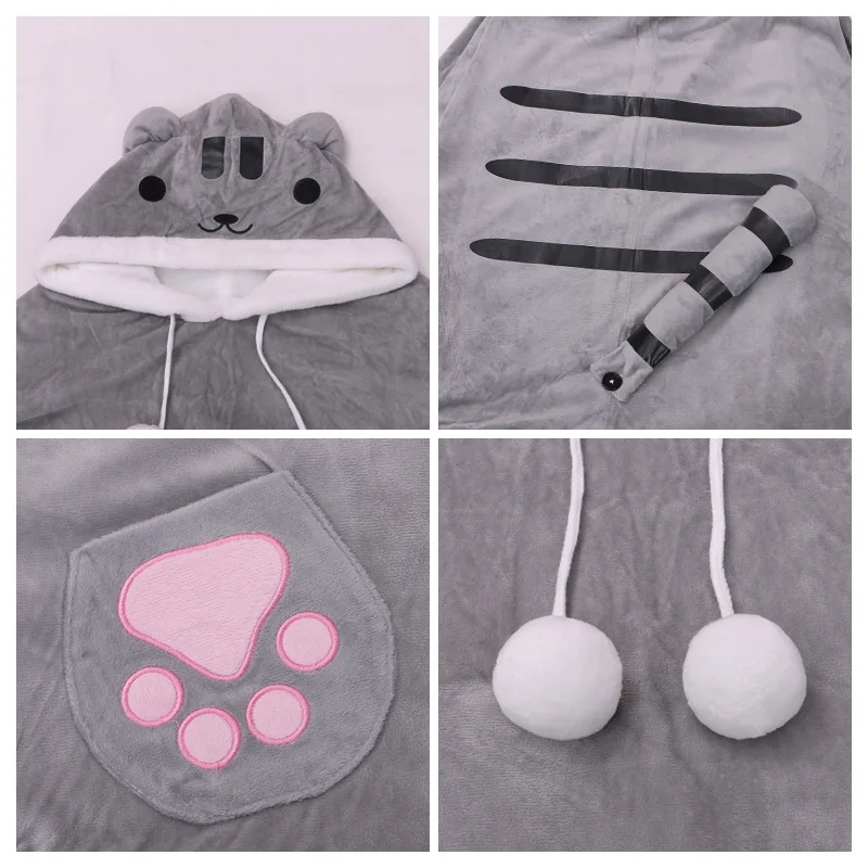 Anime Neko Atsume Cat Bunny Backyard Kawaii Warm Cartoon Animal Cloak Sweater Hooded Coat Capes Cosplay Props Christmas Gifts |