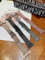 stainless steel diamond straps for apple watch 7 6 5 4 3 se watchbands for iwatch series 41mm 44mm 42mm 40mm 38mm women bracelet