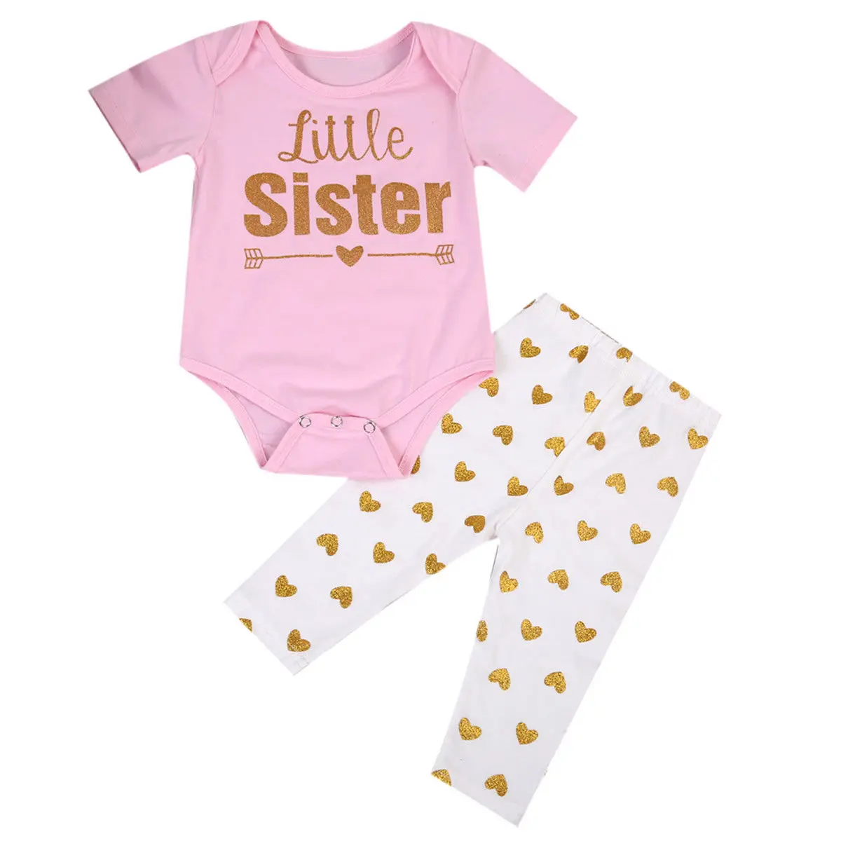 Family Matching big little Sister set Newborn Baby Girls Romper Girls T-shirt Tops +Pants Leggings Outfits Family Set images - 6