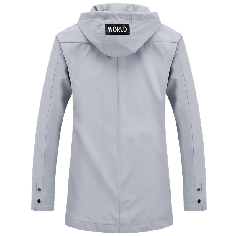 Ветровка мужская с капюшоном длинная однотонная карманами | Мужская одежда