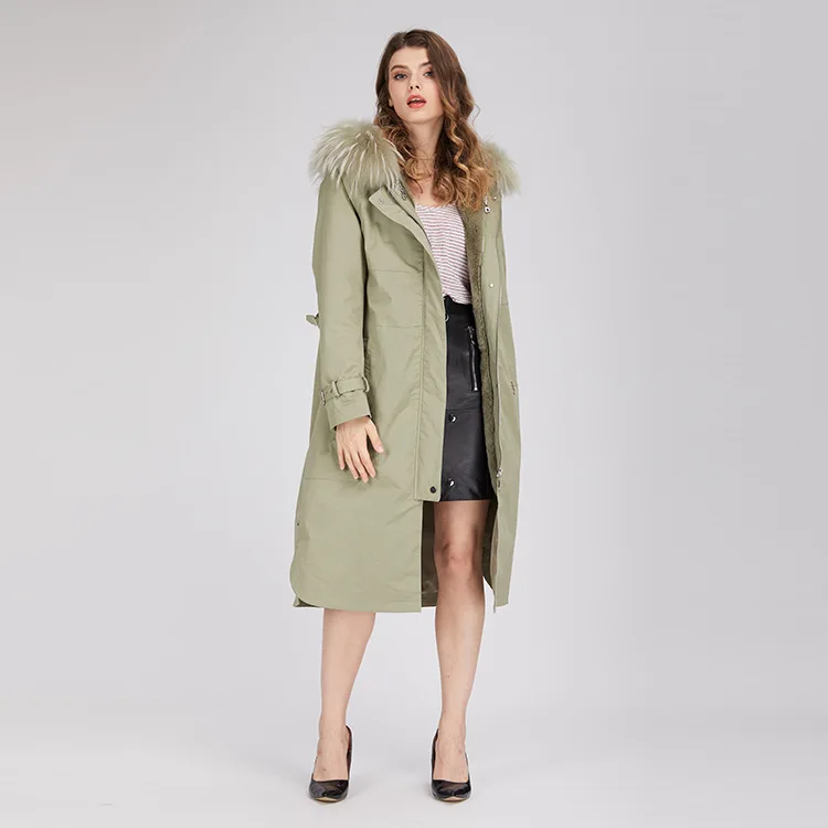 2019 New Arrival 1 Color Raccoon Fur Collar Rex Rabbit Liner Parka Overcoat High Quality Lady's Coat | Женская одежда