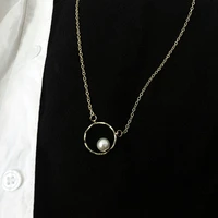 circle pearl necklaces for women girls temperament simple trendy elegant korean fashion ring pearl necklace fashion jewelry