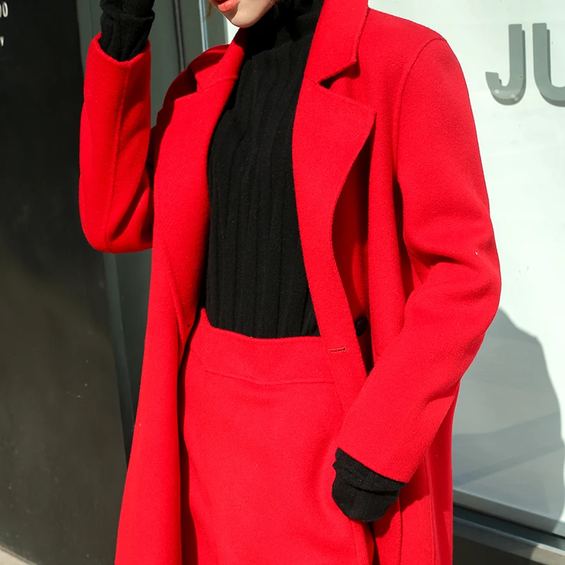 autumn and winter coat pants two sets of women cashmere short coat fashion sexy red cashmere party women's clothing