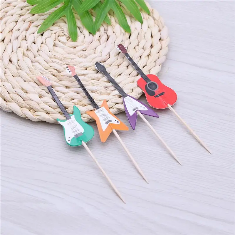 24 шт. гитара в форме музыкальных инструментов кекс топперы на капкейки