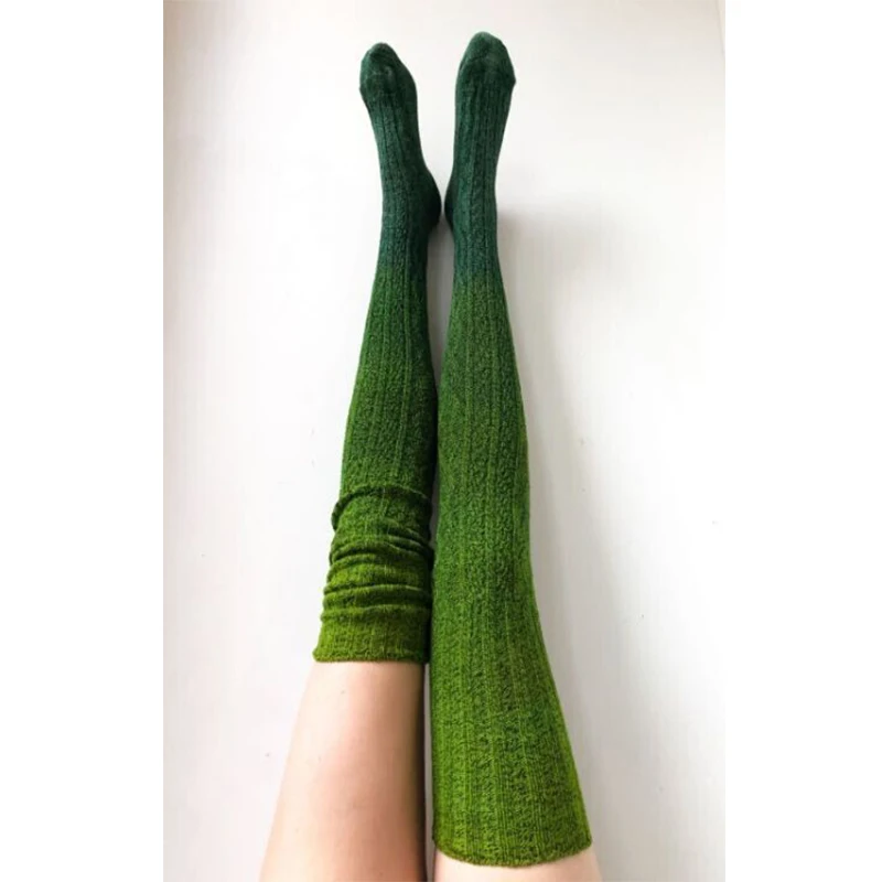 

Women's Autumn And Winter New Fashion Casual Warm And Comfortable Knitted Gradient Printing Elastic Knee Thigh Stockings