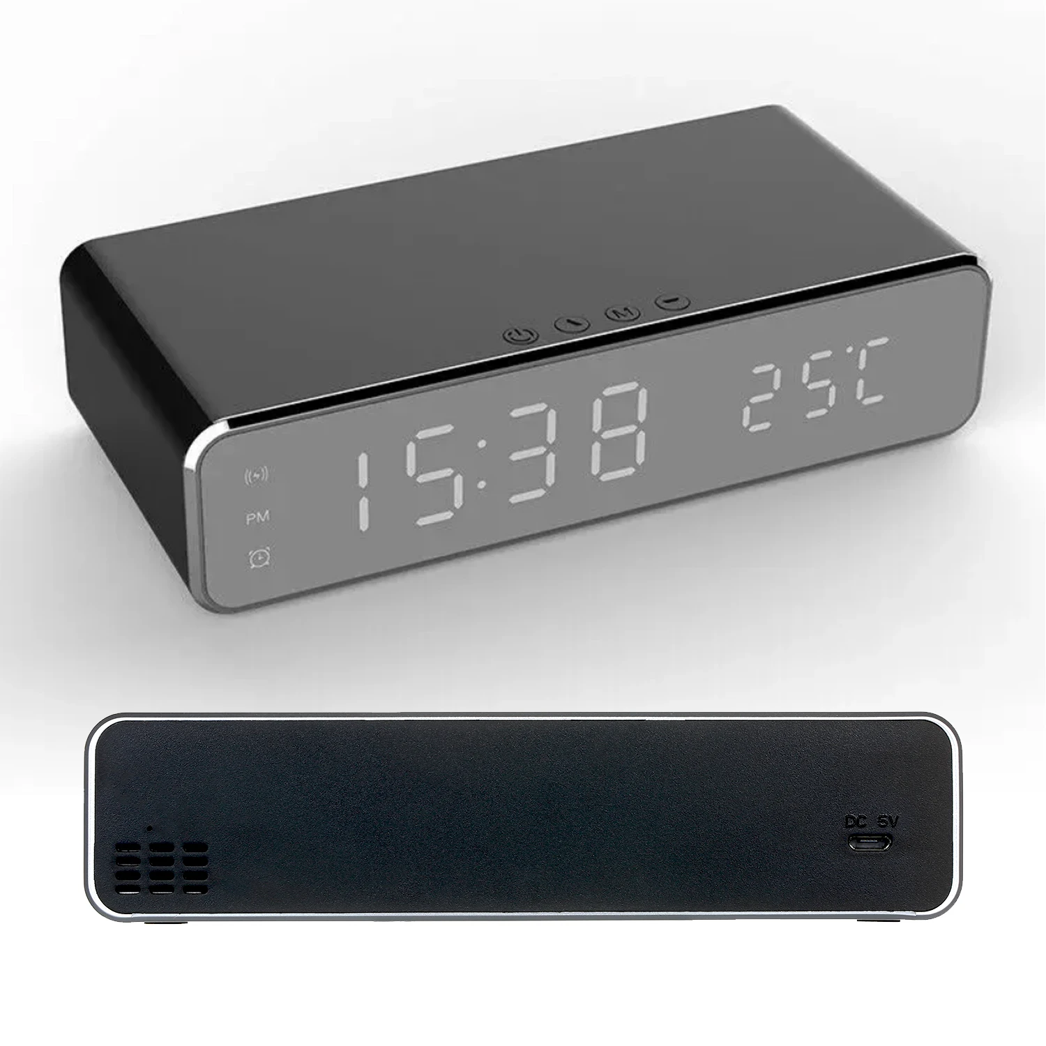 Беспроводной Зарядное устройство настольные часы светодиодный цифровые