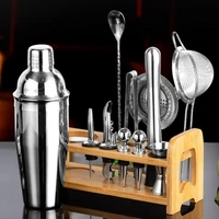 13pcsset 750ml stainless steel cocktail shaker mixer drink bartender browser kit bars set tools with wine rack stand