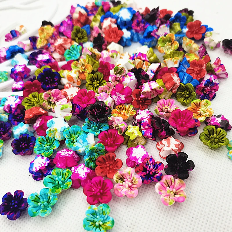 100Pcs 14mm Resin Flowers Decorations Crafts Flatback Cabochon Embellishments For Scrapbooking Diy Accessories（see image）