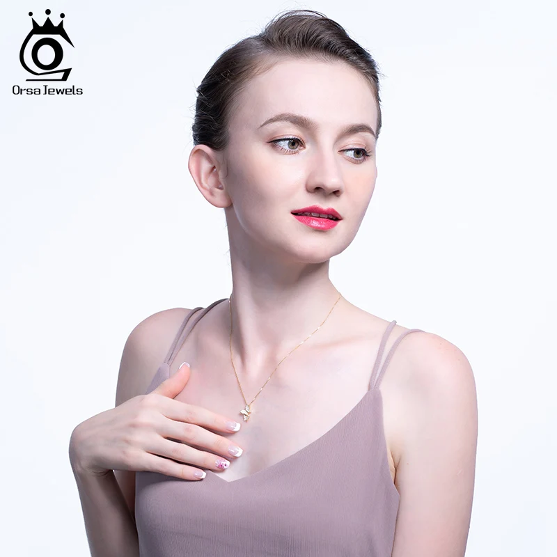 Ожерелье ORSA JEWELS с подвеской в виде двух бабочек милое ожерелье из серебра 925 пробы