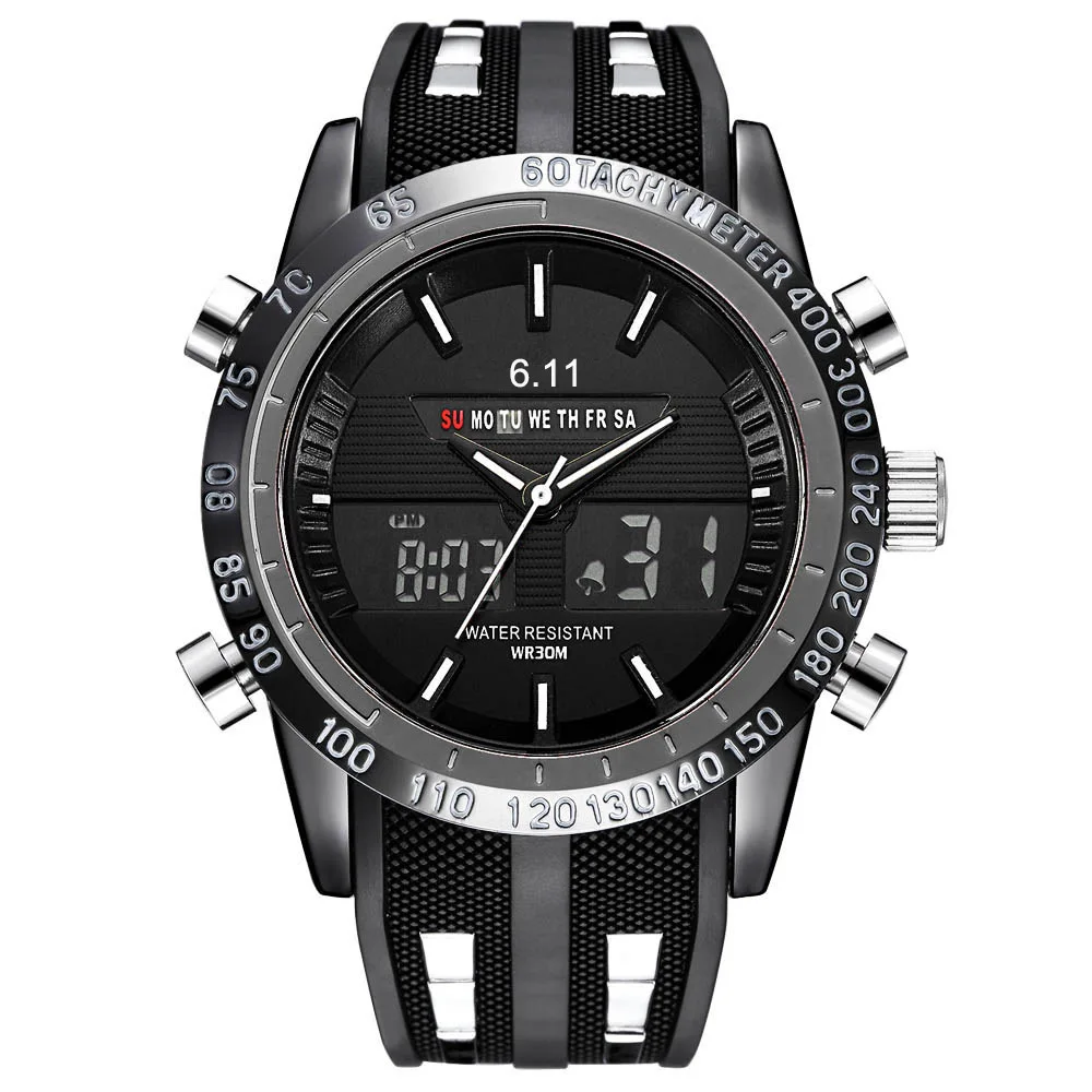 6.11 Men's Stainless Steel Watch Multifunctional Luminous Double Movement Waterproof Quartz Electronic |