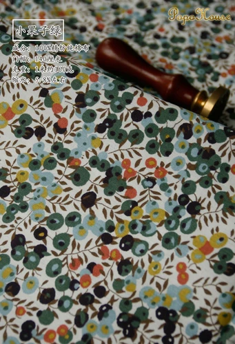 Small fruit green 145x50 см пасторальная Цветочная саржевая хлопковая ткань DIY Детская одежда ткань для изготовления постельных принадлежностей одеяло украшение дома 160-180 г/м - Цвет: Small fruit green