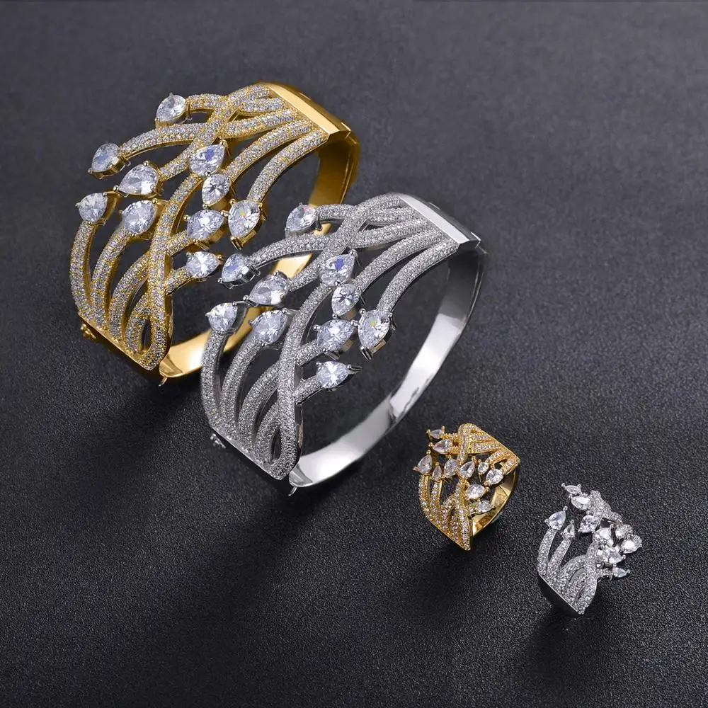 Middle East new party jewelry bracelet set bracelet ring ladies inlaid cubic zirconium chloride high-end design temperament wome