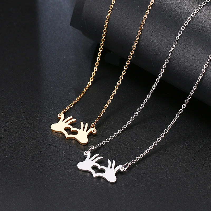 Нержавеющая сталь серебро золото пальмовое полое сердце кулон ожерелье цепочка