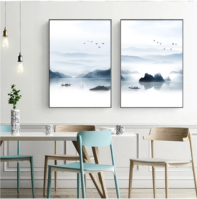 Альмудена Скандинавская Гора и озеро пейзаж живопись без рамки холст постеры