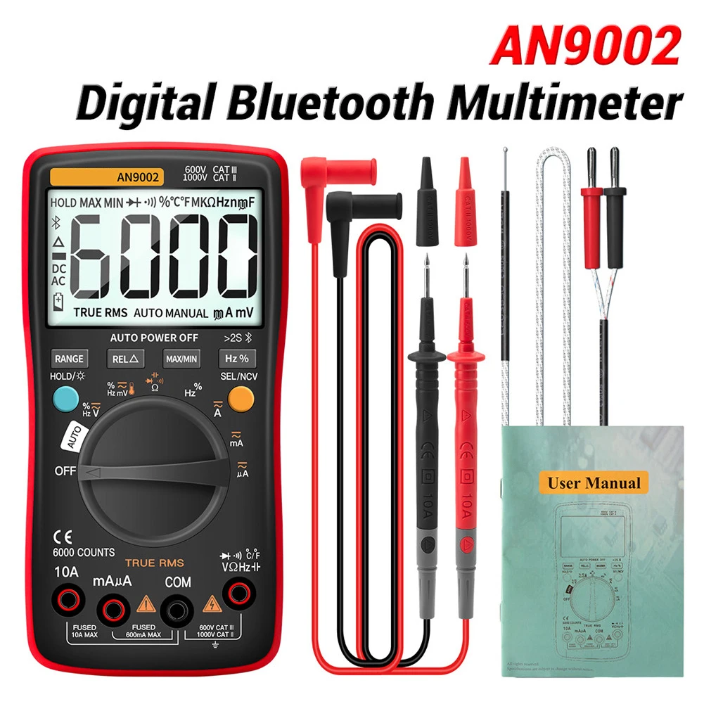 

AN9002 Tool Smart Bluetooth Digital Multimeter Tester True Rms 6000 Counts Professional Current Voltage Home Auto-Range Portable