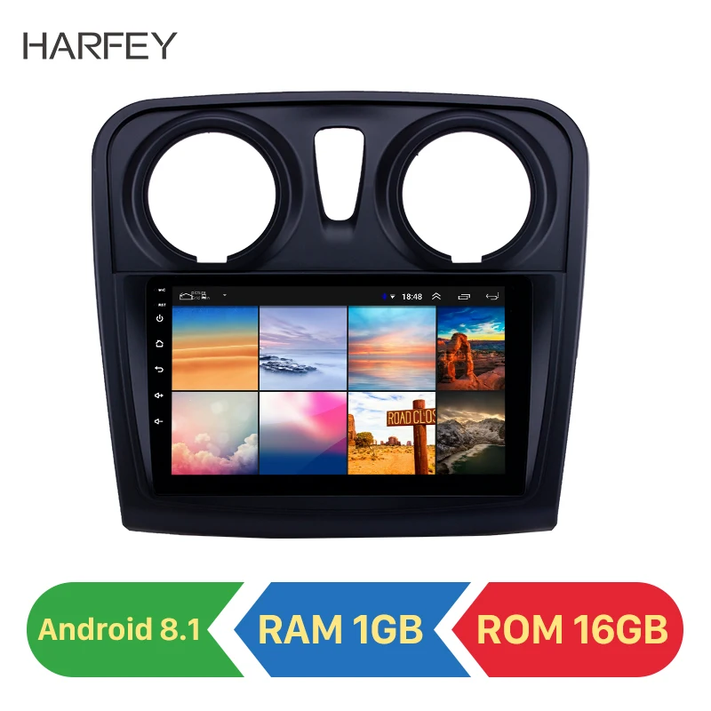Harfey 2 din Android 8 1 9 дюймов Автомобильный мультимедийный плеер для Renault Dacia logan 2012 2013 2014