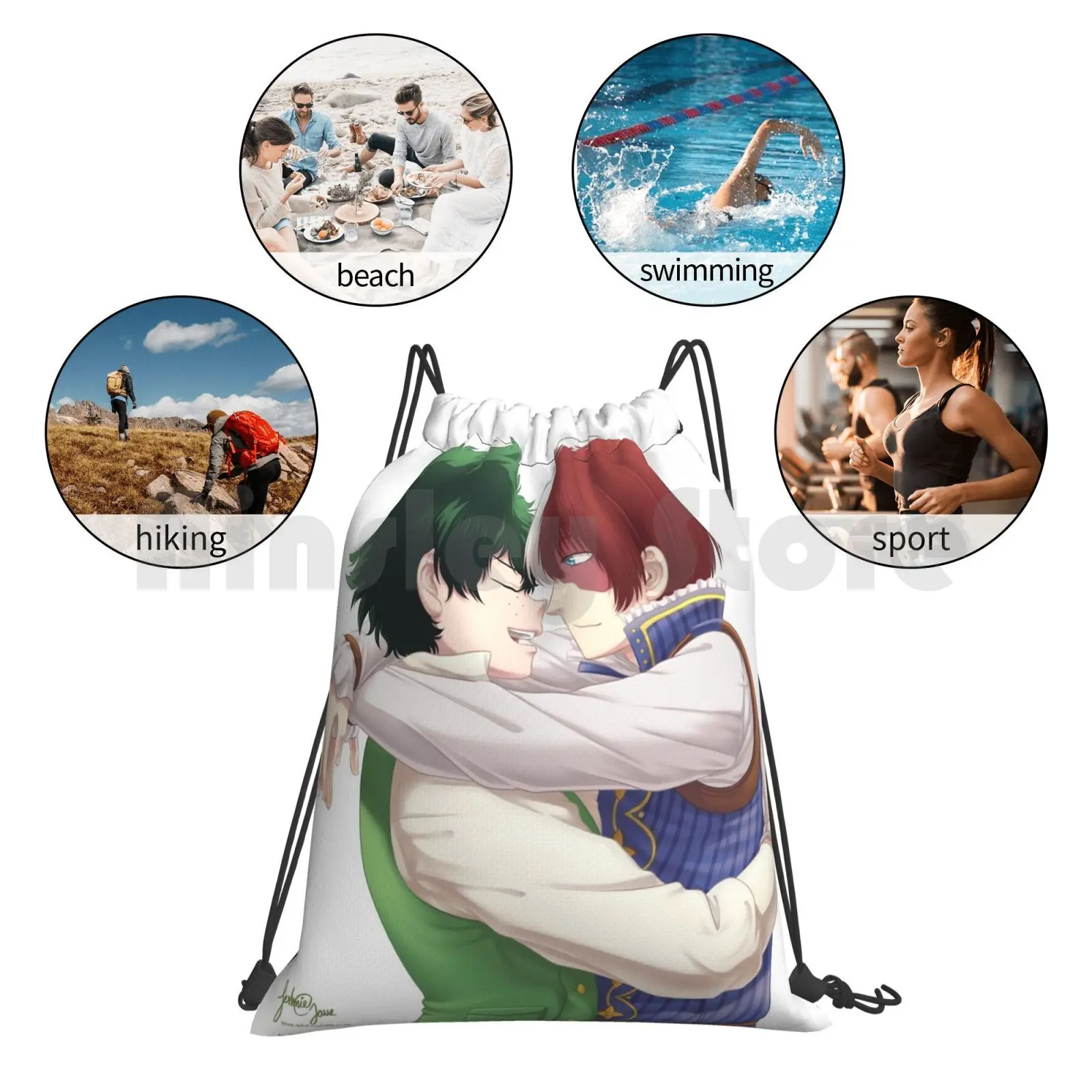 Bnha-Tododeku Фэнтези Au рюкзак сумка с Кулиской Спортивная Сумка водонепроницаемая Boku