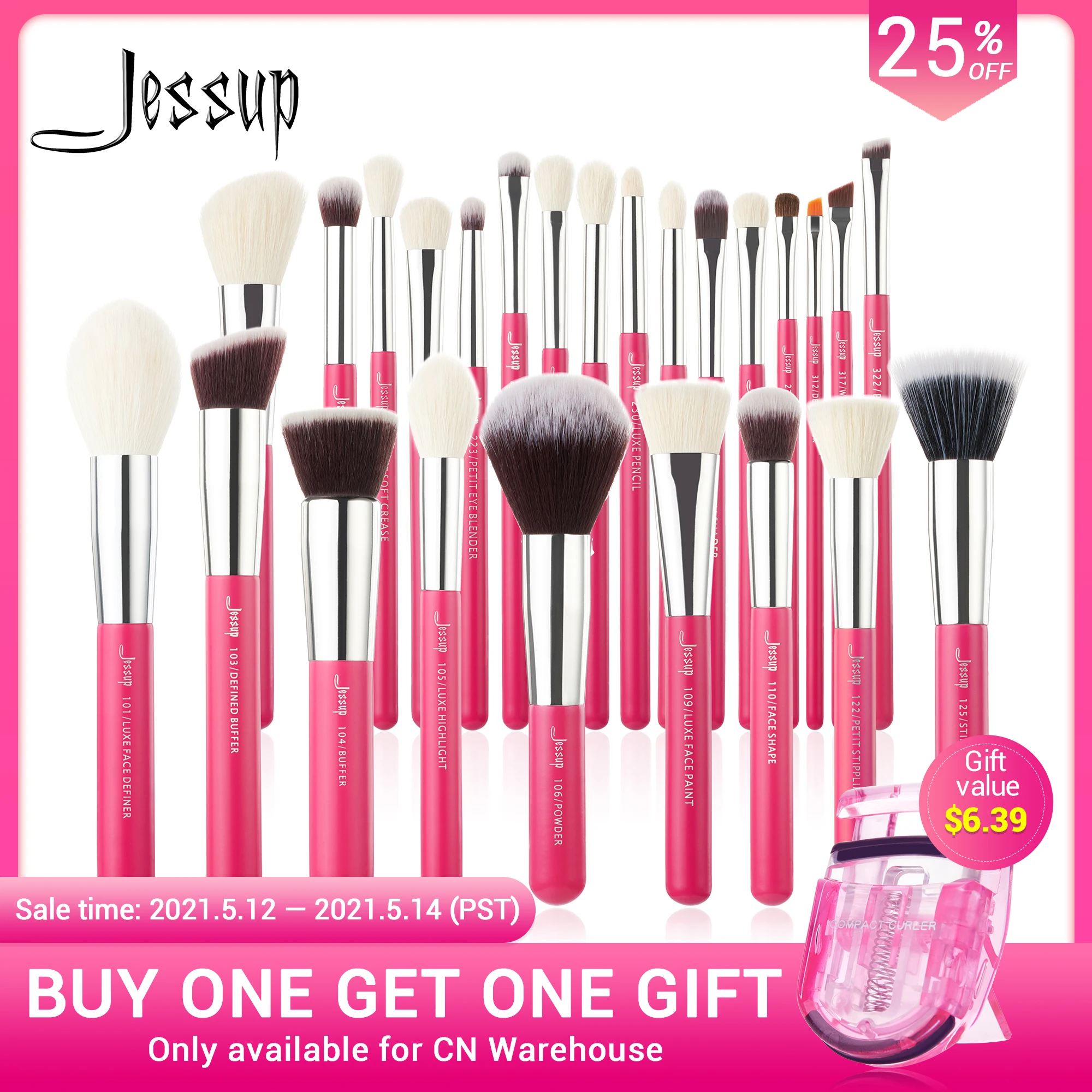 

Jessup Rose-carmin/Silver Makeup brushes set Beauty Foundation Powder Eyeshadow Make up Brush 6pcs-25pcs Natural-synthetic hair