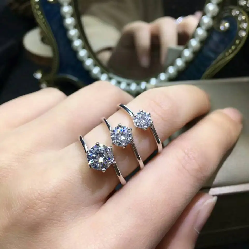 

MeiBaPJ Moissanite Gemstone Fashion 2 Carats Diamond Ring D Color VVS 925 Sterling Silver Fine Wedding Jewelry for Women