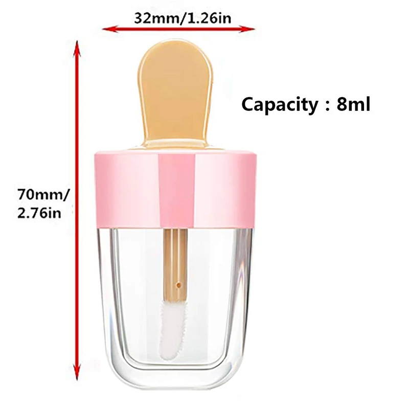 

20Pcs Clear Ice Cream Lip Gloss Tube Empty Lip Balm Mini Lip Balm Container DIY Refillable Cosmetic Bottle for Lipstick
