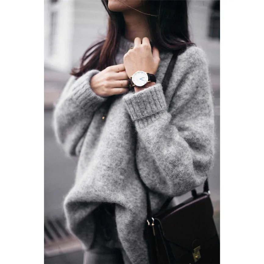 Женский джемпер размера плюс женский свитер с длинным рукавом повседневный