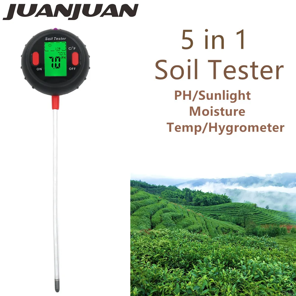 5 в 1 измеритель влажности почвы PH термометр гигрометр интенсивность солнечного