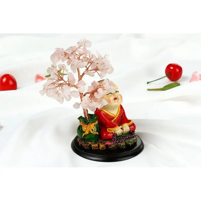 

Little Monk Crystal Fortune Tree Ornament Feng Shui Desktop Decoration For Home Desktop Decor Ornament Party Gift Crafts