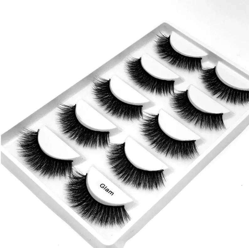 Glam Новинка 5 пар 3d норковые ресницы натуральные длинные 1 коробка норковые ресницы 1 см-1,5 см 3d накладные ресницы полные полосы ресниц - Цвет: Glam