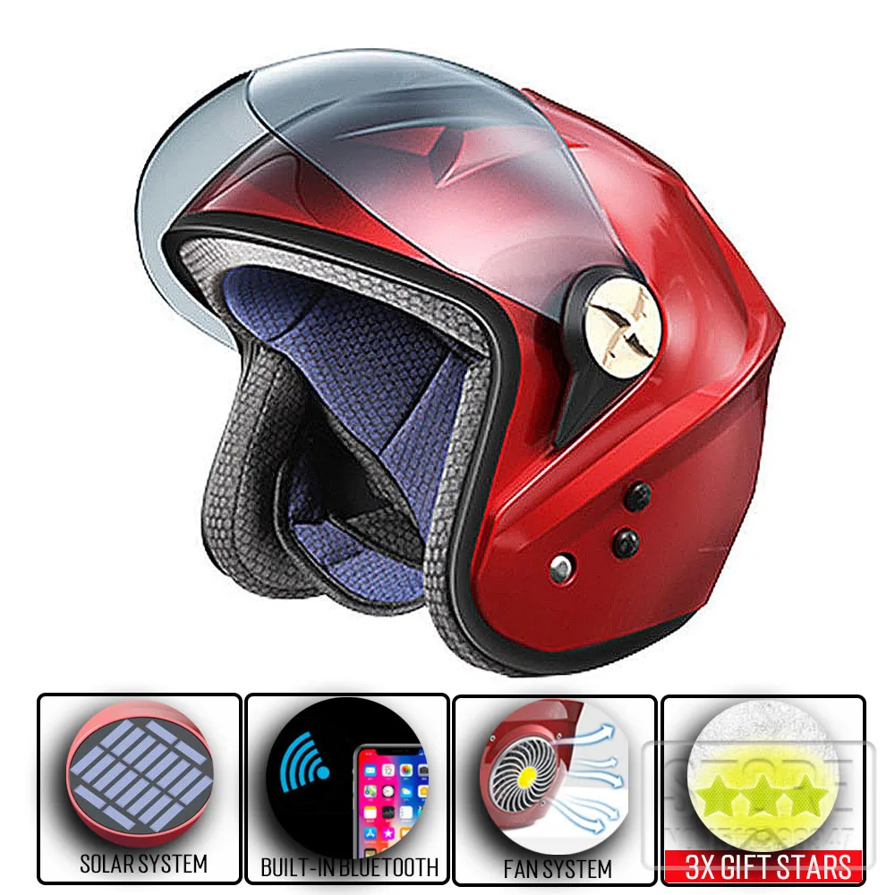 Шлем мотоциклетный совместимый с Bluetooth на солнечной батарее | Автомобили и