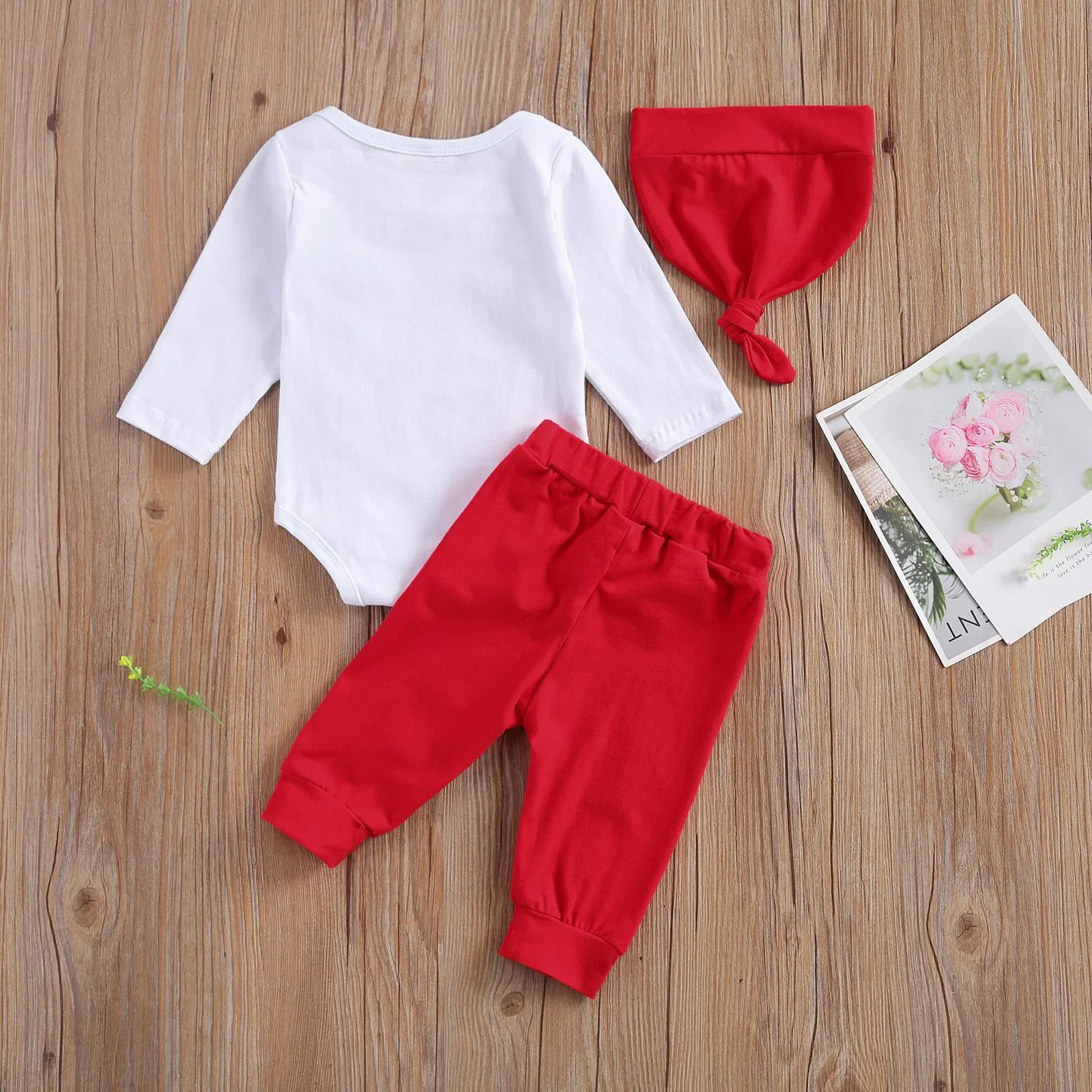 

0-18M Infant Baby Valentine's Day Clothes Sets Gentleman Boy Long Sleeve Letter Print Bow Romper Heart Print Trousers Hats