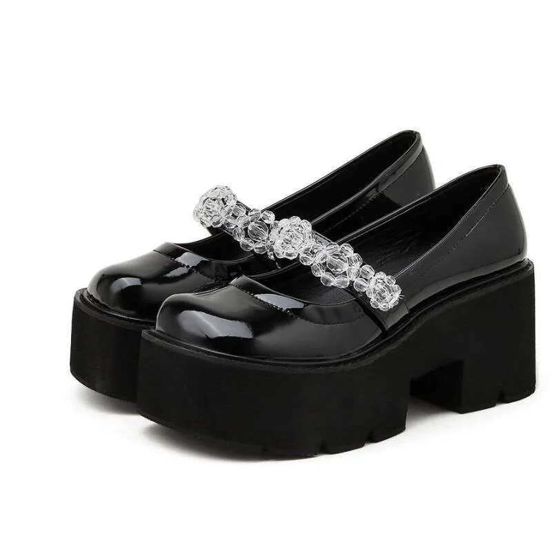 

Spring Platform Leather Shoes Women Flats Casual Oxford Loafers Thick Bottom Ladies Wedge Lolita Shoes Mary Jane Women YMB782
