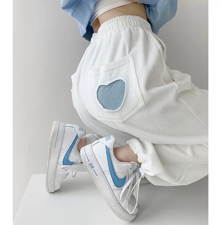 

Love Sports Pants Female Spring and Autumn Beam Feet Loose Drawstring All-match Slim Casual Pants Korean Student Guard Pants Ins
