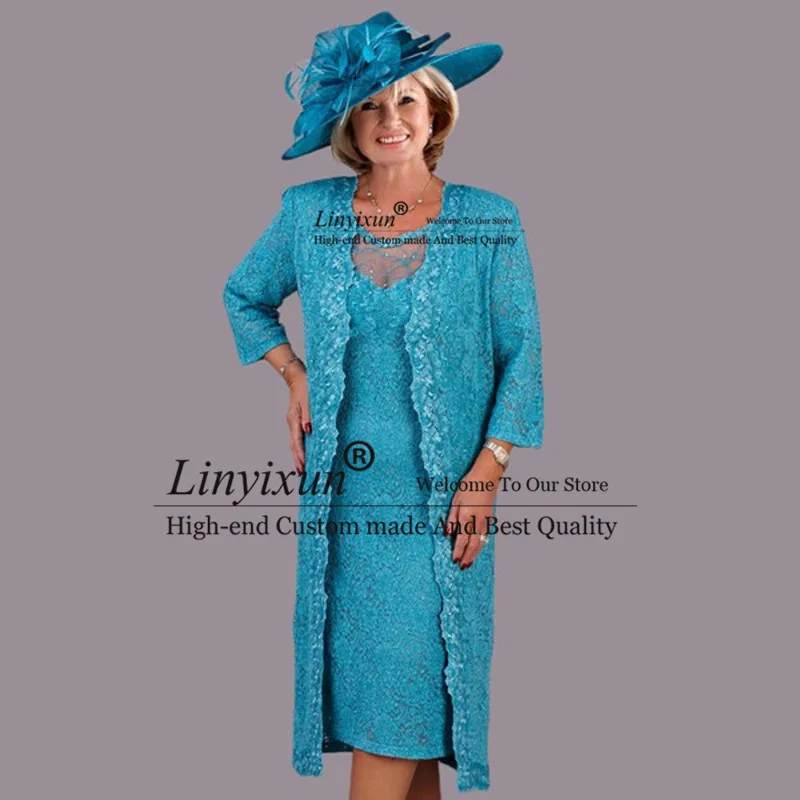 

Turquoise Mother of the Bride Dresses For Wedding with Jacket Plus Size Sequins Party Gowns Vestidos De Novia Madrinha vestaglia