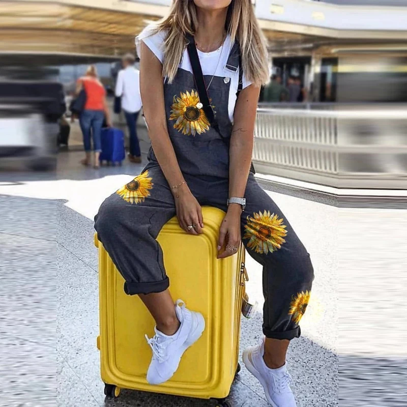 

Уличный комбинезон из хлопка и льна с принтом маргариток, женское прямое боди с открытыми плечами и бретельками, сезон весна-лето, цельный к...