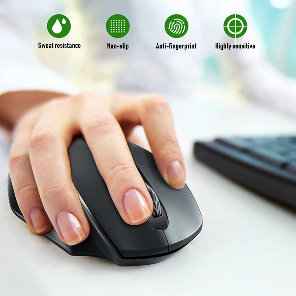 

Laptop Computer Ergonomic Mice Silent 6 Buttons 2.4GHz Wireless Optical Mouse 4 Gears 1600DPI Mice for Computer PC
