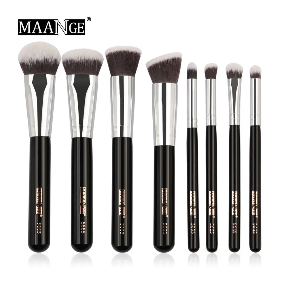 brush set only D MAANGE Pro, 8 шт./партия, набор кистей для макияжа с чехлом, мягкая синтетическая основа для волос, пудра, тени для век, смешивание кисти для макияжа, новинка - Handle Color: brush set only D