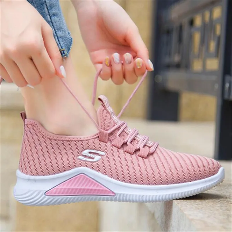 

2021 Casual Shoes Spring Autumn Sneakers Ladies Casual Walking Vulcanized Shoes Fashion Mesh Lace-up Women Platform Sports Shoes