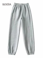 wixra oversized fleece zipper sweatpants women 90 cotton loose casual wide leg harem autumn and winter thicken sport pants