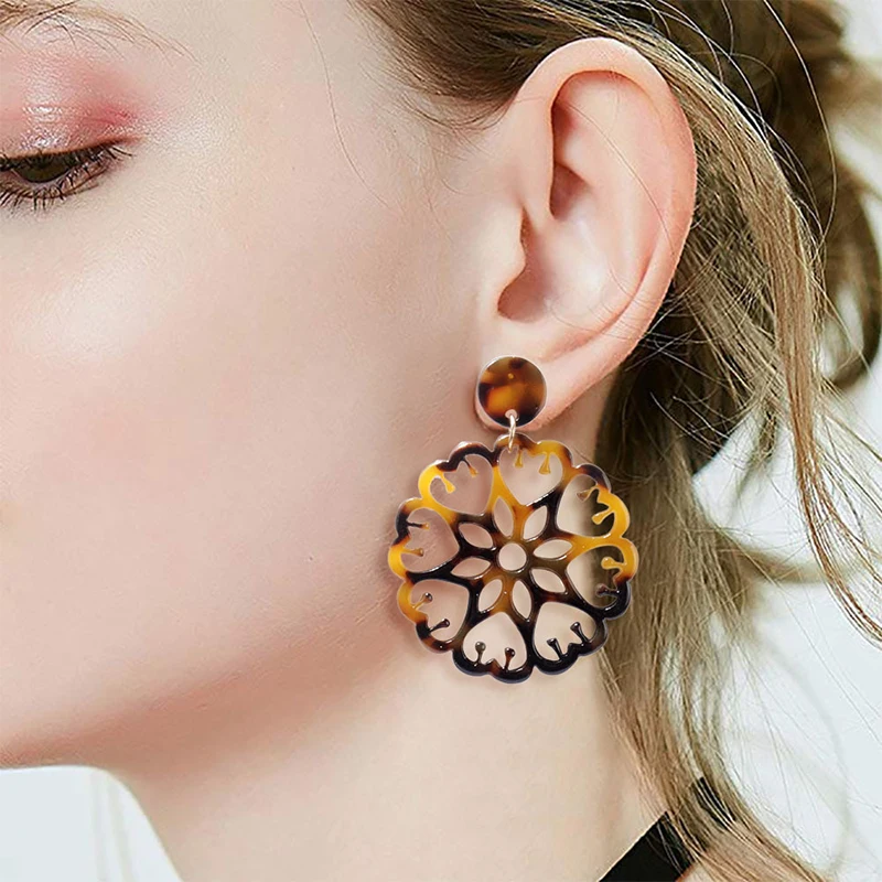 Новые модные геометрические Полые Акриловые серьги M &amp G с цветами для женщин