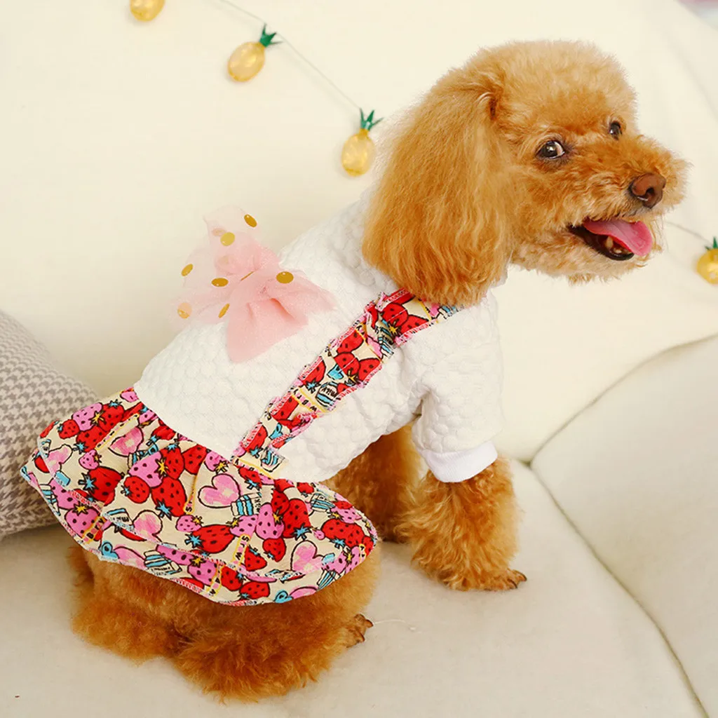 Новая юбка с принтом клубники для домашних животных осенняя и зимняя модная