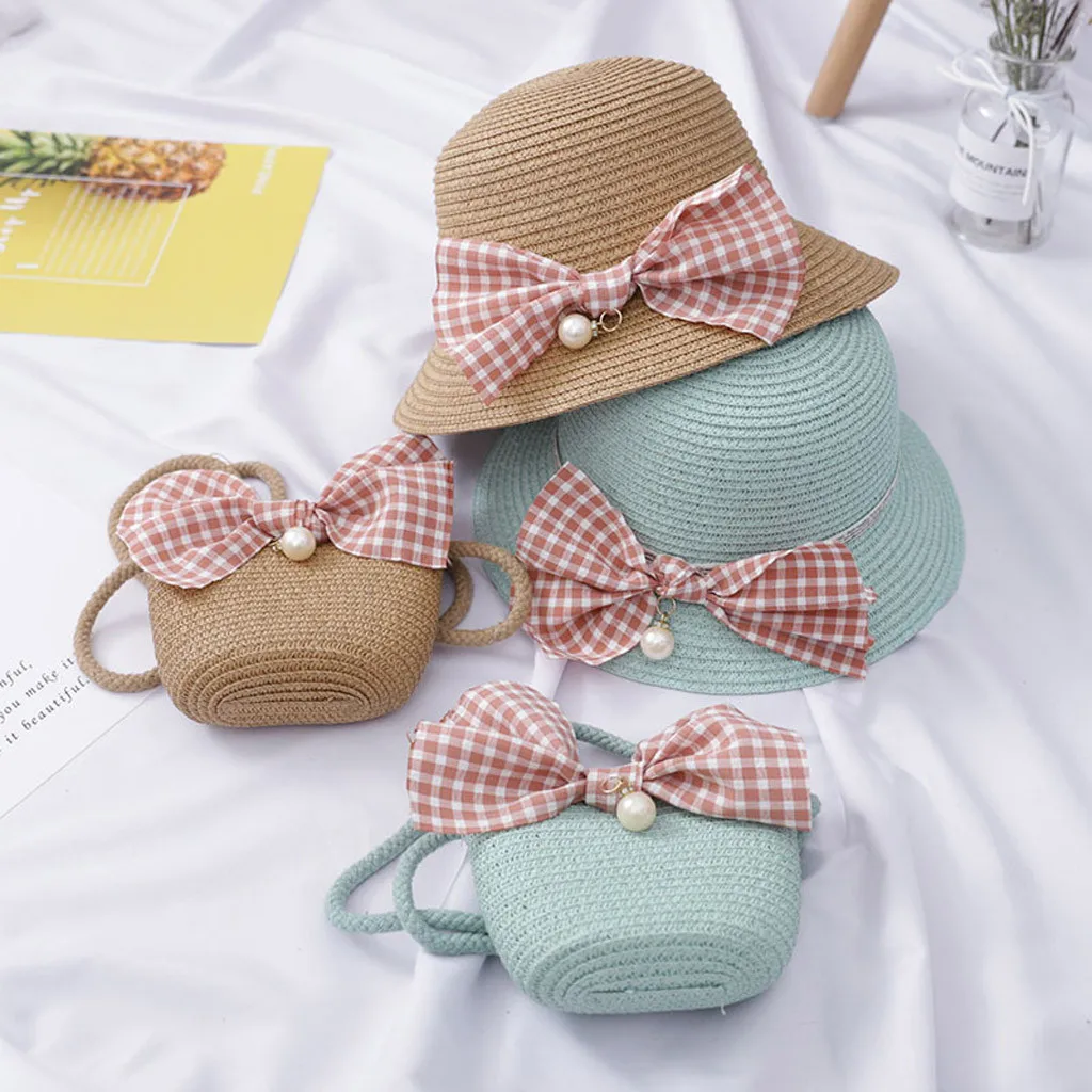 Соломенная шляпа для девочек с широкими полями Пляжная разноцветными помпонами