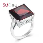 Женское серебряное кольцо с красным гранатом SDOOU, серебряное кольцо с красным гранатом, выполненное в классическом стиле, ручной работы, свадебная бижутерия