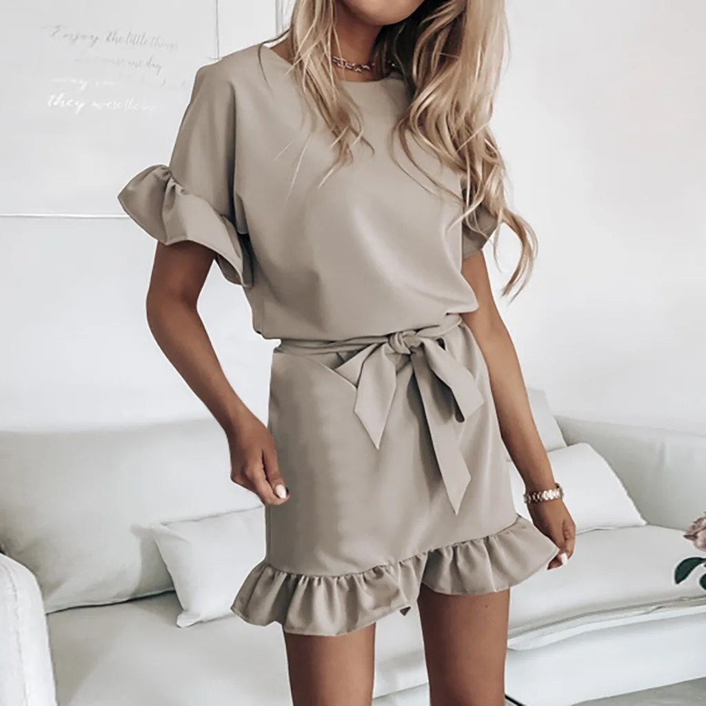 Модное женское платье с оборками повседневное свободное домашнее Спортивное