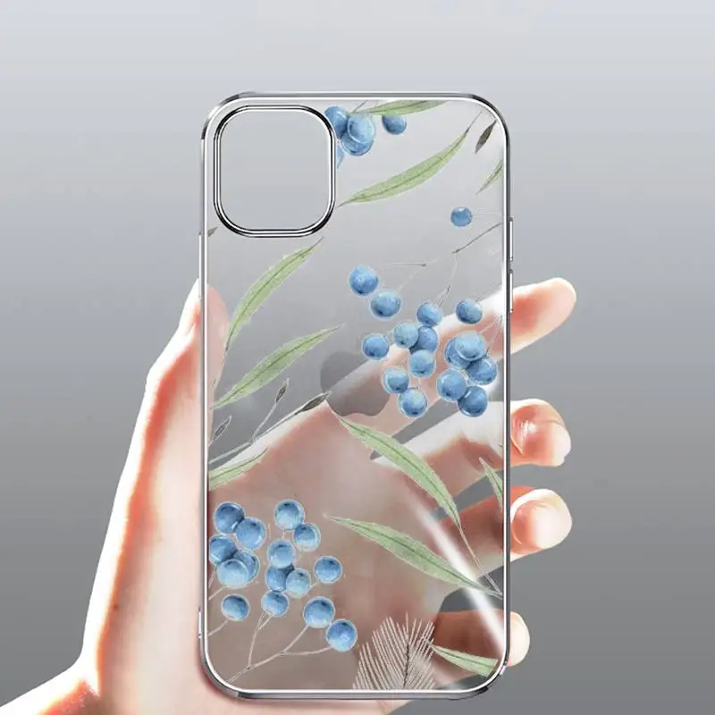 

Watercolor plants with flowers Phone Case Transparent for Clear iPhone case 11 12 mini pro XS MAX 8 7 6 6S Plus X 5S SE 2020 XR