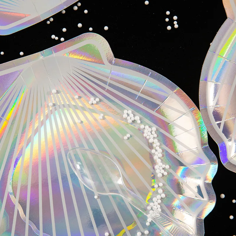 Красочная Лазерная оболочка Одноразовая бумажная тарелка Приморский стиль