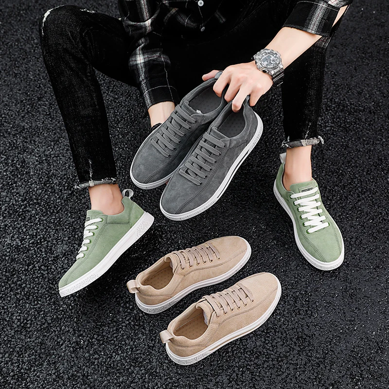 

DRCUKM Men's Lace-up Vulcanized Casual Shoes Fashion Rubber Loafers Comfortable Men's Outdoor Walking Shoes Zapatos De Hombre
